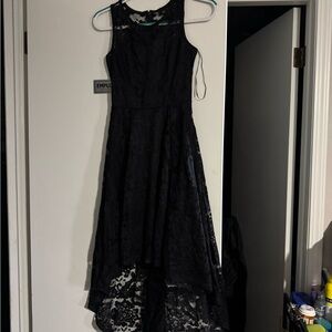 Chic Black Lace High-Low Dress